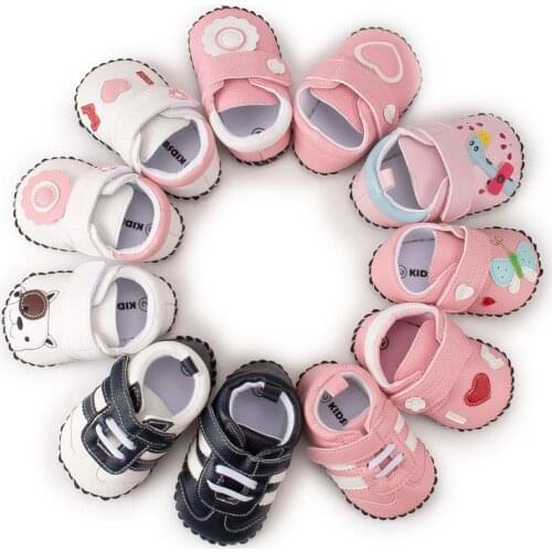 Baby Shoes Boy Girl Shoes Flower Newbron Toddler Infant PU Bowknot Princess Non-slip Rubber Soft Soled Shoes First Walkers