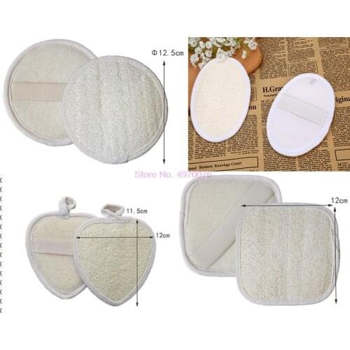 DHL 200pcs Family/Kids bathroom supplies Beige Square/Heart/Round/Oval Natural Loofah Bath Brush Exfoliating Shower Brush