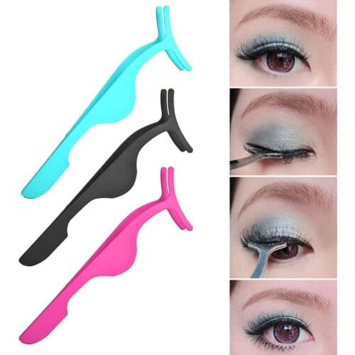 Beauty Tools Multifunctional False Eyelashes Stainless Auxiliary Eyelash Curler Tweezers Clip