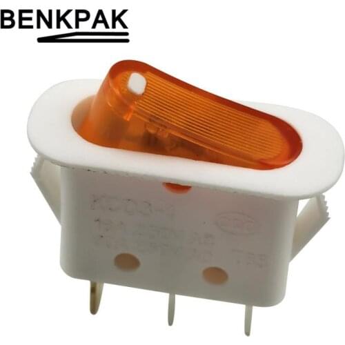 KCD3 Rocker Switch 16A 250V 30A 125VAC 3Pin ON-OFF 2Position Power Switch with light