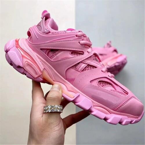 Sweet pink Track Sneaker in mesh and nylon non leather sneakers women men casual sport shoes dynamic sole design top quality