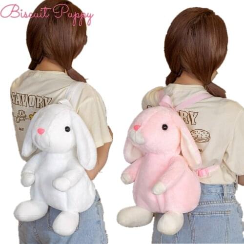 40CM Kawaii Long Ears Rabbit Plush Backpack Stuffed Bunny Animals Toys Rabbit Kids Soft School Bag Baby Birthday Gifts