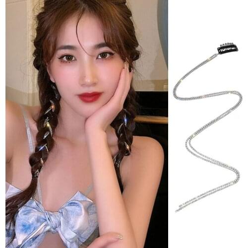 Multi Strand Crystal Tassel Chains Sparkly Rhinestone Hair Extension Chain Twist Braid Hip-pop Hair Accessories