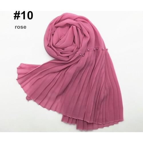 New design fashion solid half crumple pearls chiffon shawls headband hijab muslim foulard wraps scarf 50pcs/lot fast shipping