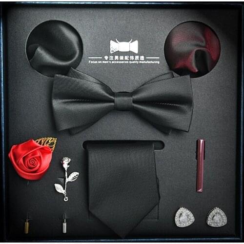 Business Senior Fashion Gift Dress Mens Business Formal Dress Party Casual Gift Father Plot Tie Bow Tie 8-piece Suit Men Ties
