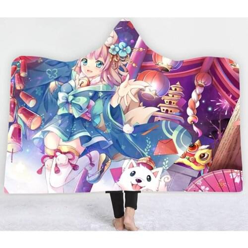 Azur Lane Series Feather Soft Cozy Throw Blanket In Cap Warm Blanket for Couch Throw Travel Hooded Blanket Anime Blanket