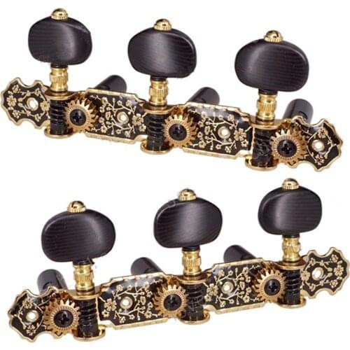 A Set of Classical Guitar Tuning Pegs Machine Heads Tuners With Black Buttons Guitar Accessories Parts Gear Ratio 1:18