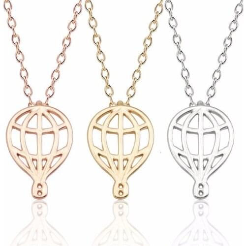 Charm Hot Air Balloon Necklace For Women Girls Female Hollow Out Enamel Chain Pendant Necklaces Choker Trendy Jewelry Gifts 2021