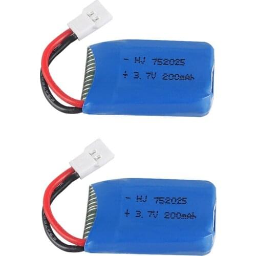 2PCS 3.7V 200mAh rechargeable lipo Battery 752025 For RC Syma X4 X11 X13 Aircraft remote control toy accessory