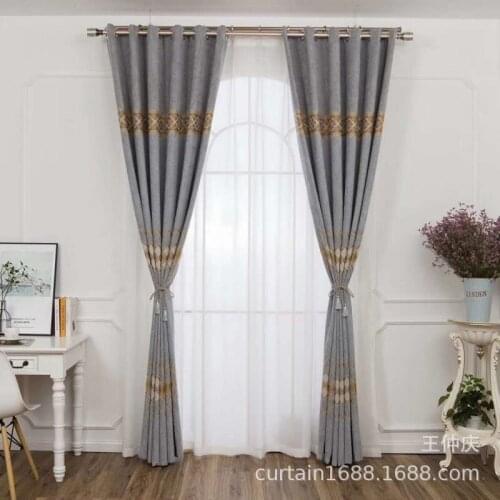 Thick Cashmere Curtain Jacquard Stitching Soundproof Curtain Finished Diamond Square Printing Curtains for Living Room Bedroom