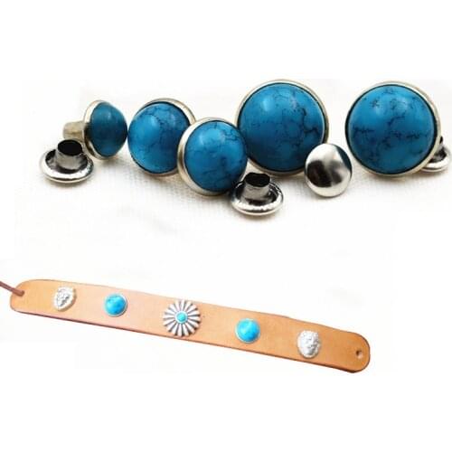 50Pcs 8.5mm Semicircular Colored Turquoise Rivets DIY Metal Rivets Punk for Shoes Bags Jeans Clothes Crafts Supplies Belt screw