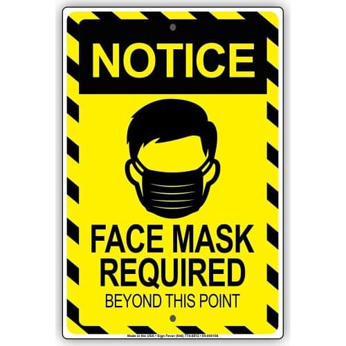 Afterprints Notice Mask Required Beyond This Point Door Or Window Social Distancing Required Aluminum Metal Sign 12"x8"