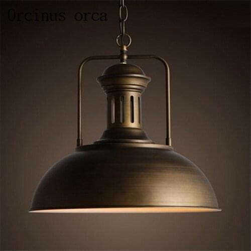 Nordic Restaurant Bar chandelier American Rural creative retro industrial wind iron single head cooker hood