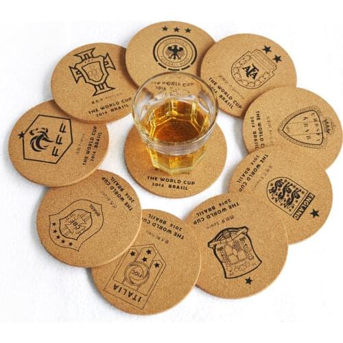 Promotional gift custom coaster cork wood and bamboo for bar and home