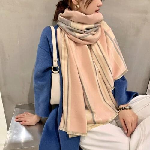 2020 Luxury Plaid Winter Scarf Women Shawls Cashmere Pashmina Scarves Wraps Thick Warm Blanket Wrap Female Foulard