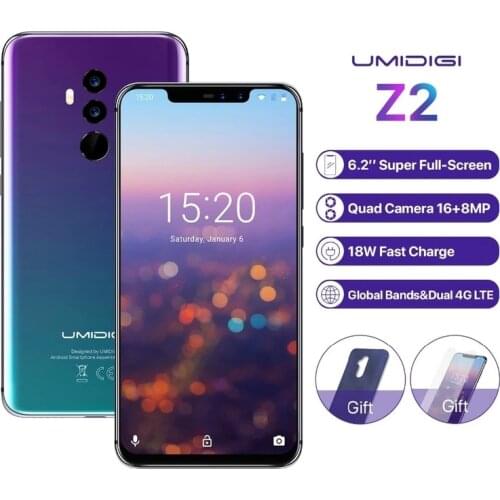 UMIDIGI Z2 Pro / Z2 Ceramic Edition 4G LTE Smartphone 6GB 128GB Helio P60 Octa Core 16MP 8MP Wireless Charger 3550mAh Cellphone