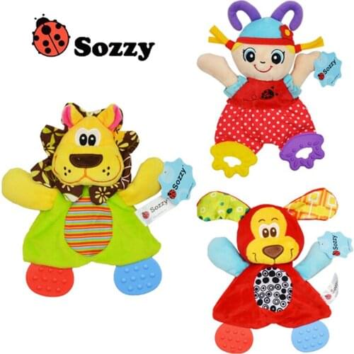 Sozzy Newborns Infant Reassure Towel Teether Plush Toy Dog Lion Girl Soft Comforting Doll plush Appease Educational Baby Gift