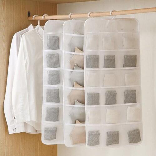 6/12/18 Grids Storage Bag Multifunctional Side Storage Non-woven Fabric Pocket Hanging Socks Organizer Pouch for Home