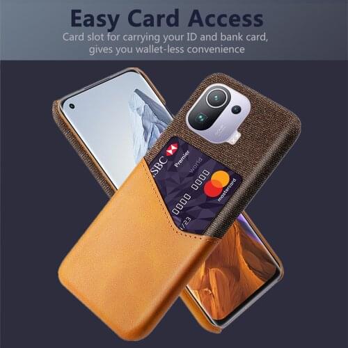 Cloth Texture Card Slot Cover For Xiaomi Mi 11 Pro Funda Luxury Febric Slim Antiskid Case For Xiomi Mi11 Pro 6.81" 2021 Coque
