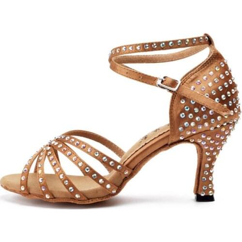 Rhinestone Ladies Latin Dance Shoes Womens Latin Shoes Tango Ballroom Dance Shoes Dance Sneakers Luxury Shiny Salsa Shoes A90