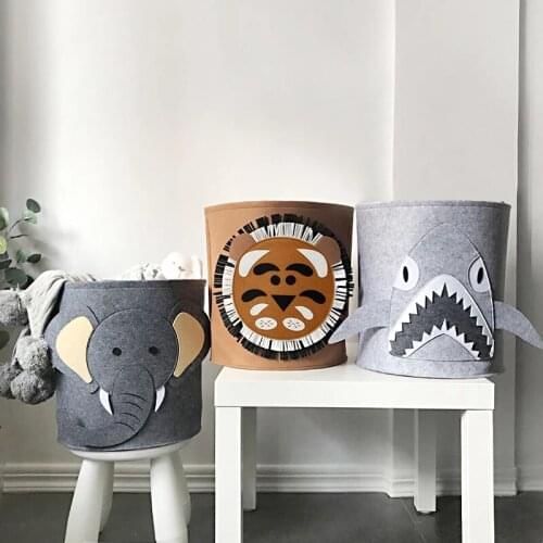 Felt Storage Bags Cartoon Animal Laundry Basket Foldable Baby Toys Storage Buckets Clothes Sundries Organizer Home Organizador