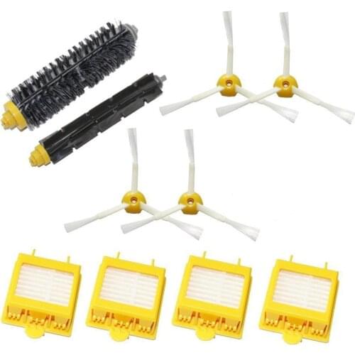 High Quality Bristle & Flexible Beater Brush & 4 Hepa Filter & 4 Side Brush kit for iRobot Roomba 700 Series 770 780 790