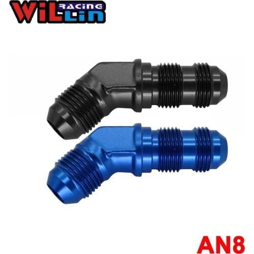 WILLIN - AN8 (8AN) Male 45 Degree Elbow Flare Bulkhead Adptors Anodized Aluminium Fitting Oil Adapters Blue/Black WL837-08