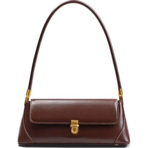 Ampit Baguette Retro Women Bags Genuine Cow Leather Premium Quality Simple Handbags Supreme Horsebit High Capacity Sac Vintage