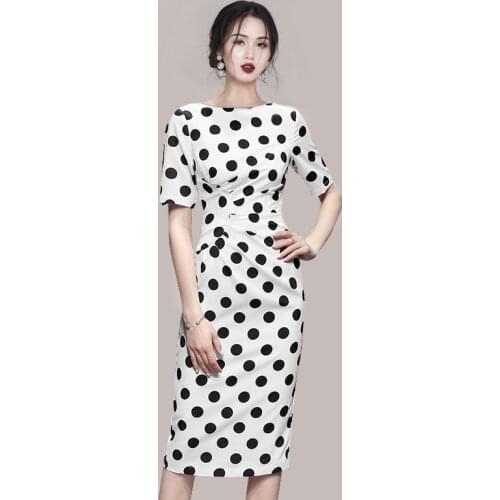 AIYANGA Women Dress Summer 2021 New Party Elegant Short Sleeve High Quality Fashion Holiday Dot Beach Skirt Sexy Womens Wear