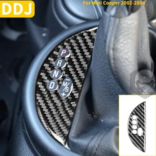 Car LHD RHD Automatic Gear Shift Panel Cover Carbon Fiber Sticker Interior Decal For Mini Cooper Hatch One R50 R53 2002-2004