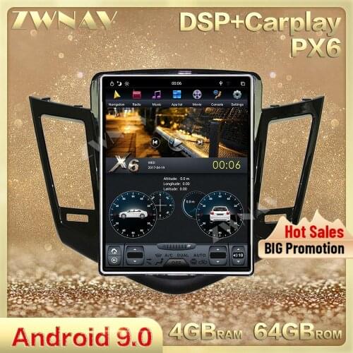 Vertical screen tesla style Android 9.0 Car multimedia For CHEVROLET CRUZE 2009-2013 Audio Video Radio Stereo GPS Naiv map 1 din