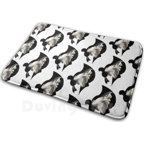 White Betta Silhouette Mat Rug Carpet Anti-Slip Floor Mats Bedroom Betta Fish Aquarium Silhouette Pet Fishkeeping Beta Beta Fish