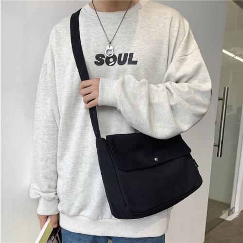 Canvas Shoulder Bag Pures and Bags Crossbody Korean Unisex Casual Zipper Hasp SOFT Simple Girls Bag Couple Bag All-match