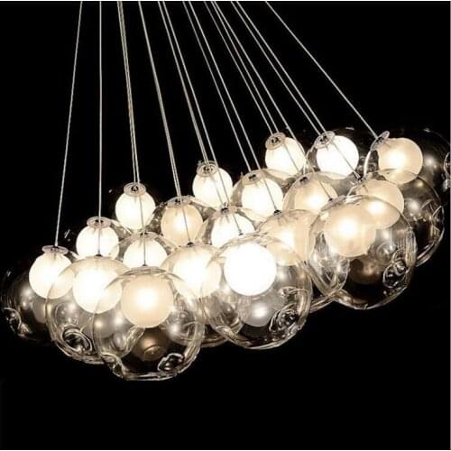 Ball chandelier round glass chandelier LED dining chandelier postmodern chandelier led lighting fixture 19 heads led lamp lights