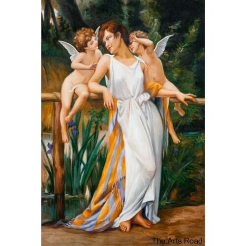 Nude Angel Oil Painting Canvas Nymph and Cherubs by Guillaume Seignac Classical Painting Hand Painted 100