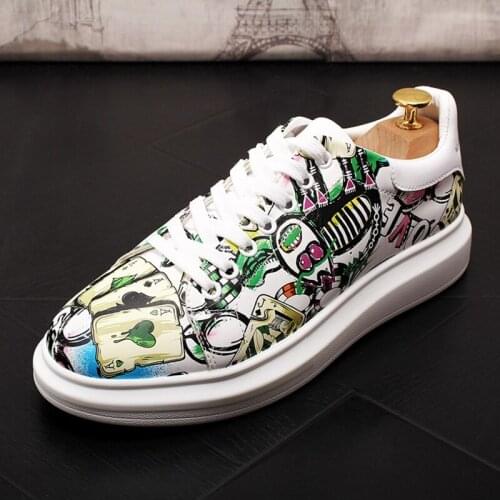 Stephoes Men Fashion Casual Shoes Spring Autumn Thick Bottom Print Personality Breathable Sneakers Male Youth Trending Shoes