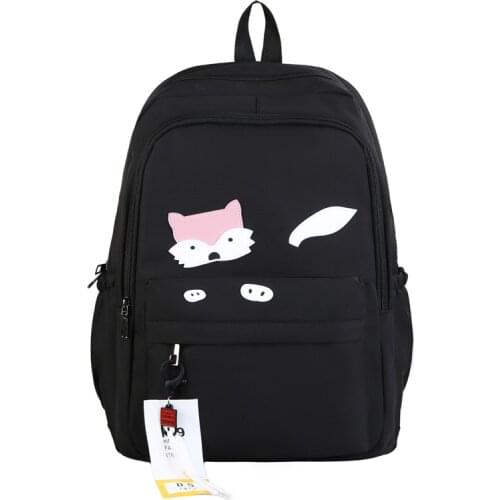 Cute Cartoon Backpacks Little fox Pattern School Bag for Teenage Girls Waterpoof Nylon Large Capacity Women Shoulder Packages