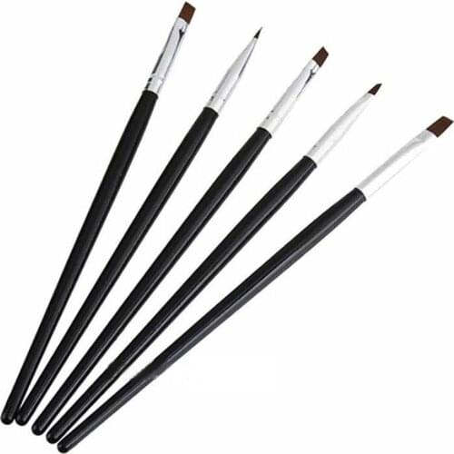 5pcs/set Acrylic UV Gel French Nail Art Design Kit Liner Painting Dotting Flat Brushes Pen Builder Nail Tools