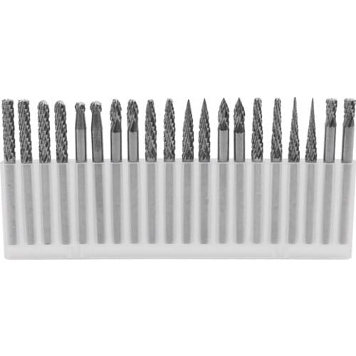 20Pc Full Double Grain Tungsten Carbide Rotary Burr Milling Cutter Milling Cutter Bit Set Mini Drill Rotating Tool Accessories E