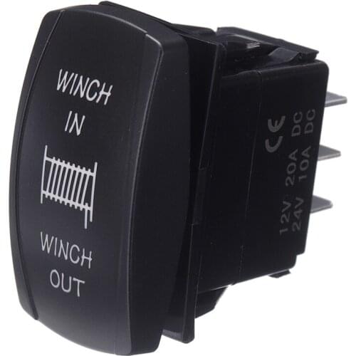 New Arrival 1pc Mictuning Momentary Laser Rocker 7pin Switch Blue LED Light Winch IN/OUT 20A 12V Switches