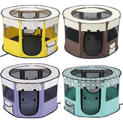 Portable Folding Cat tent Dog House Cage Dog Pet Tent Playpen Puppy Kennel Easy Operation Indoor Dog Delivery Room Round Fence