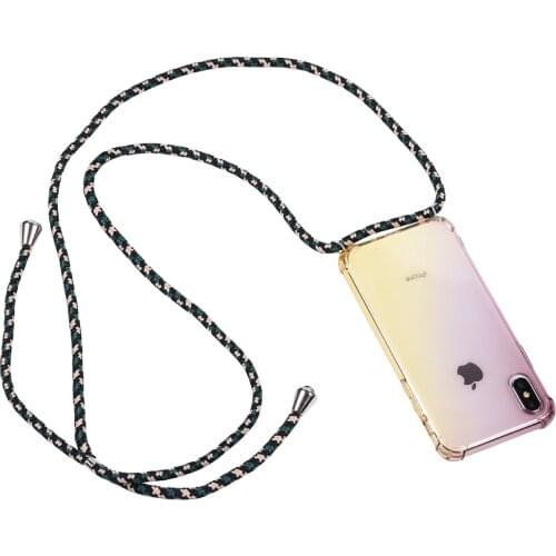 Lanyard Rainbow aurora transparent case for OPPO Reno Z 2 2Z ACE 2F R17 RX17 Pro R15 R11Plus R9 A9X A11 shoulder rope cord cover