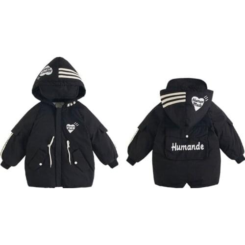 The New England Style Childrens Down Jacket for Boys and Girls Baby Thickened Winter Suit Toddler Kids Coats Polyester Fiber