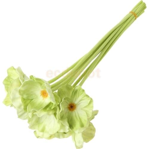 10 Pieces PU Lifelike Artificial Poppy Flower Branches Wedding Bouquet for Home Cafe Tabletop Art Decor