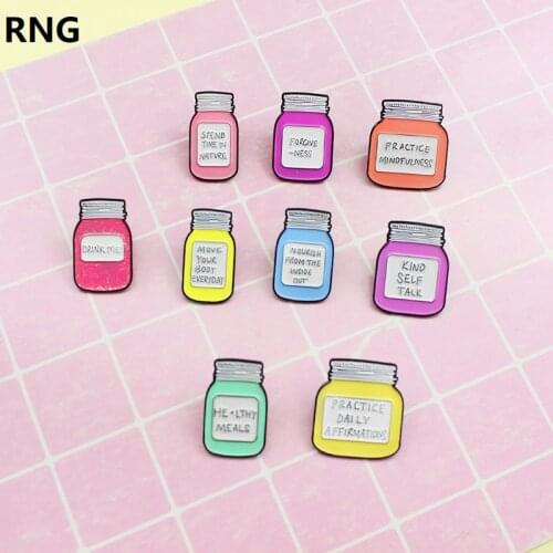 RNG stained glass bottle enamel pin message note storage tank souvenir delicate lapel badge coat jewelry brooch gift