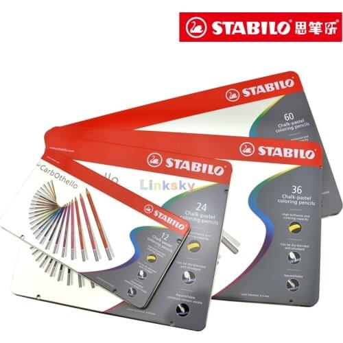STABILO CarbOthello Metal Box of 48/60 Colours - Chalk-Pastel Coloured Pencil 4.4mm core,Partially aquarellable,Art supplies