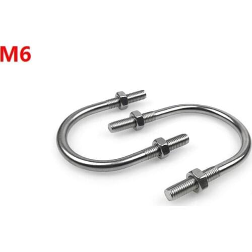 SUS304 M6*8/10/12/14/16/18/20/22/25/27/33/38/42/45/48/51/57/60/114/133mm Clamps U bolt U-bolts U Type Pipe Clamp Screws Nut Set