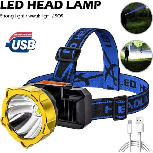 LED Headlamp Adjustable Rechargeable Headlight 3 Modes Lightweight Flashlight Lantern Waterproof For Camping Fishing Outdoor