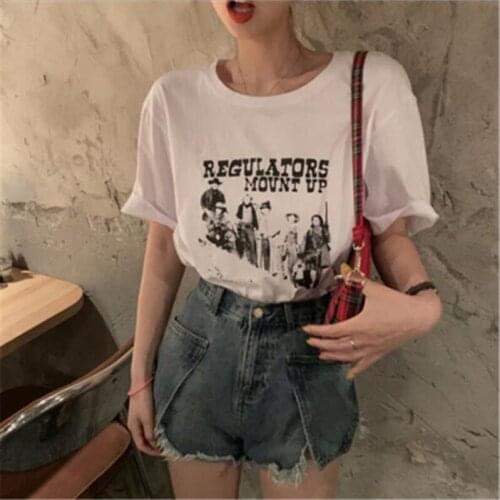 Vintage Print T shirt Women Retro Style Short Sleeve O Collar Tshirts Women European American T-shirt Woman