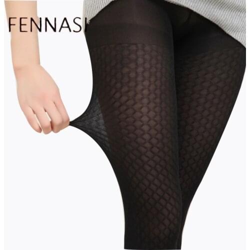 FENNASI Winter Sticky Women Pantyhose Lady Anti-Hook Sexy Breathable Comfortable Slim Cute Diamond Pattern Warm Womens Tights
